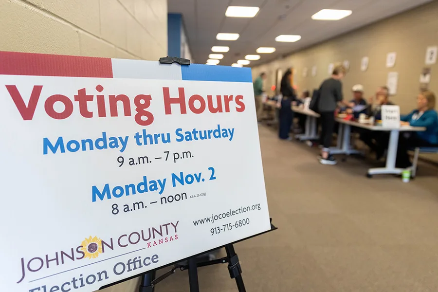 Early voters cast their ballots on Tuesday, Oct. 20, at Hilltop Conference Center Blue Valley in Overland Park.