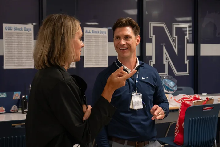 Blue Valley North Principal Brad Page, right. Photo credit Margaret Mellott.