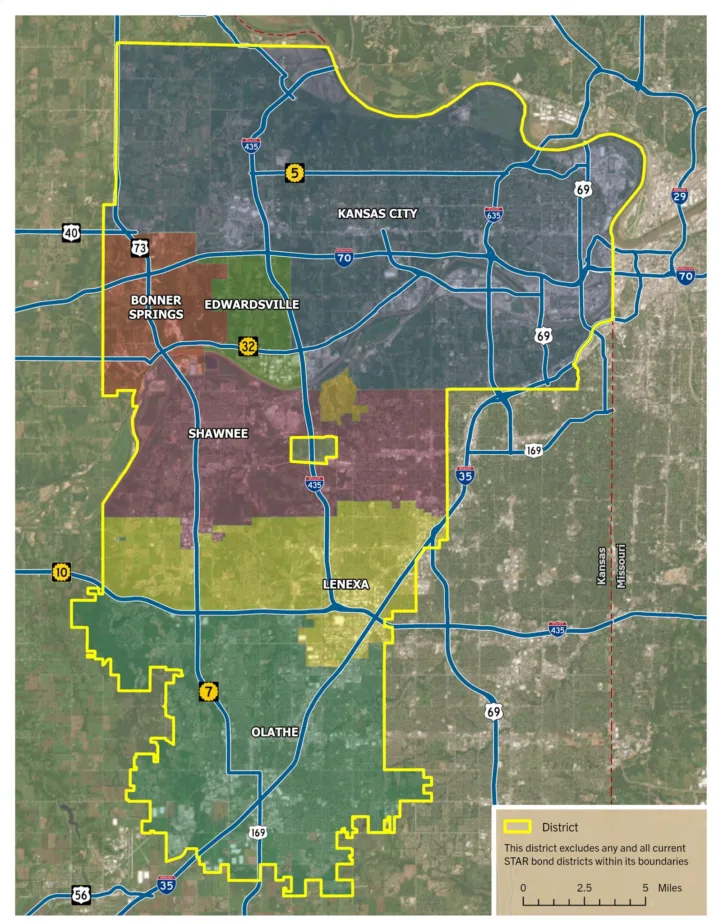 The final STAR bonds district for the Chiefs new stadium, headquarters and practice facility. Image via Kansas Department of Commerce. 