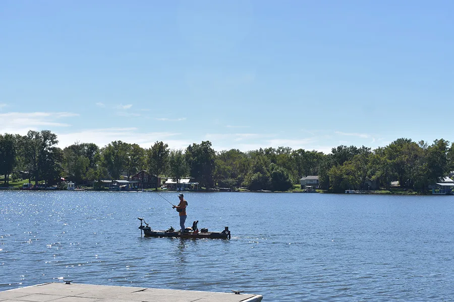 A fisherman on the lake on Oct. 3.