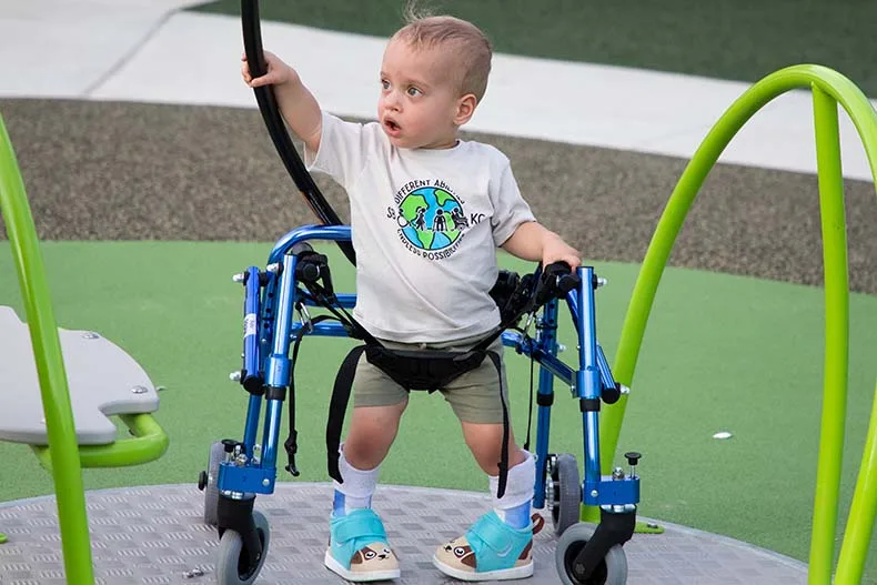 Kids of all ages celebrated the opening of Brody's Boundless Playground at the Blue Valley Rec Complex in Overland Park on Tuesday. Named for Brody Rea, a boy who has special needs, the playground is designed to be inclusive for all children.
