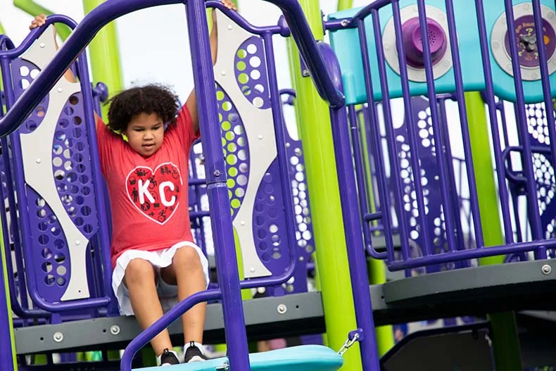 Kids of all ages celebrated the opening of Brody's Boundless Playground at the Blue Valley Rec Complex in Overland Park on Tuesday. Named for Brody Rea, a boy who has special needs, the playground is designed to be inclusive for all children.