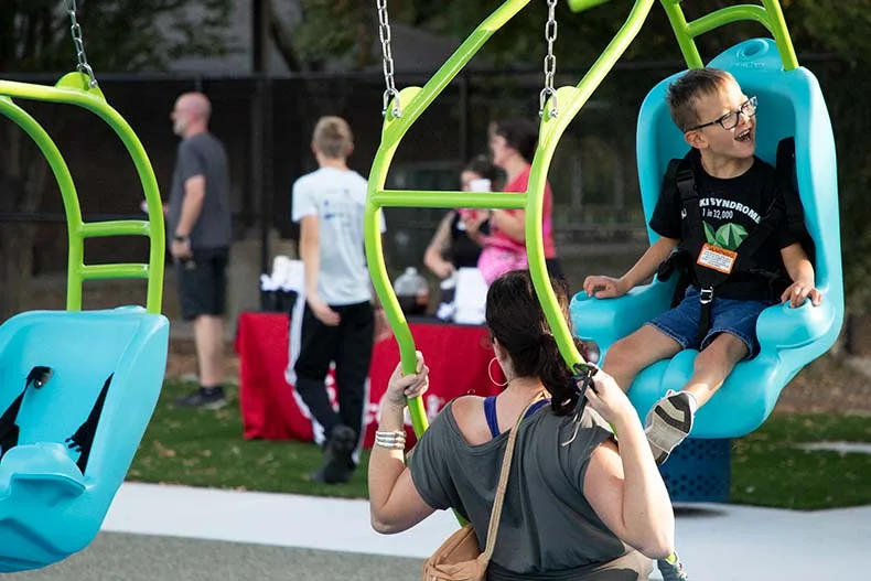 Kids of all ages celebrated the opening of Brody's Boundless Playground at the Blue Valley Rec Complex in Overland Park on Tuesday. Named for Brody Rea, a boy who has special needs, the playground is designed to be inclusive for all children.